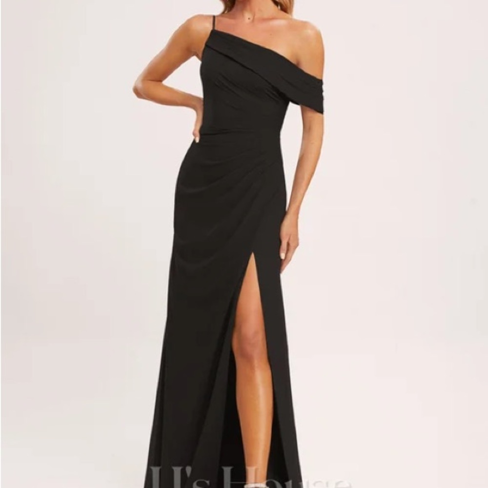 JJs House Black Asymmetrical One-Shoulder Gown